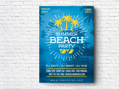 Summer Beach Party Flyer beach beach flyer beach holiday beach party club flyer island nightclub party party flyer poster psd sea sky summer summer beach holiday summer beach party summer car summer event summer holiday