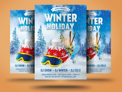Winter Holiday christmas christmas flyer event festival flyer holiday holiday flyer new year party poster print psd snow template trips winter winter flyer winter holiday winter holiday flyer