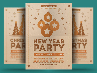 Christmas & New Year Party Flyer celebration christmas christmas bash christmas festival christmas flyer christmas night christmas party club event festival flyer holiday invitation merry christmas new year new year flyer new year party new year poster party poster