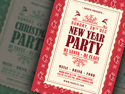 Merry Christmas & New Year Party Flyer celebration christmas christmas bash christmas festival christmas flyer christmas party club event festival flyer holiday invitation new year new year flyer new year party new year poster poster print psd snow