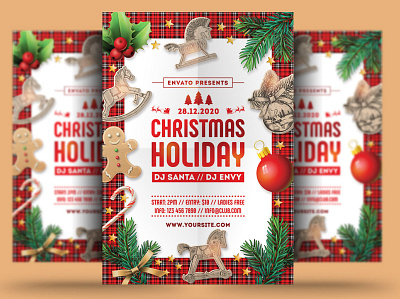 Christmas Holiday Flyer bash celebration christmas christmas flyer christmas party club elegant event flyer gold holiday invitation merry christmas new year new years eve nightclub nye party party flyer poster