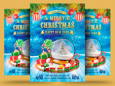 Christmas New Year Flyer celebration christmas christmas bash christmas festival christmas flyer christmas night christmas party club event festival flyer holiday invitation merry christmas new year new year flyer new year party new year poster party poster