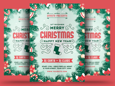 Merry Christmas New Year Flyer bash celebration christmas christmas flyer christmas party club elegant event flyer gold holiday invitation merry christmas new year new years eve nightclub nye party party flyer poster