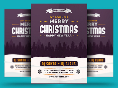 Merry Christmas New Year Flyer Template celebration christmas christmas bash christmas festival christmas flyer christmas night christmas party club event festival flyer holiday invitation merry christmas new year new year flyer new year party new year poster party poster