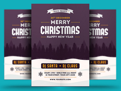 Merry Christmas New Year Flyer Template