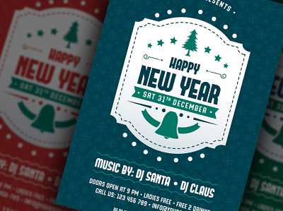 Happy New Year Flyer bash celebration christmas christmas flyer christmas party club elegant event flyer gold holiday invitation merry christmas new year new years eve nightclub nye party party flyer poster