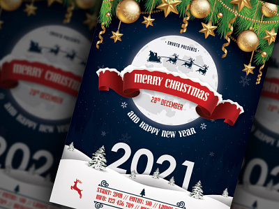 Merry Christmas & Happy New Year Flyer bash celebration christmas christmas flyer christmas party club elegant event flyer gold holiday invitation merry christmas new year new years eve nightclub nye party party flyer poster