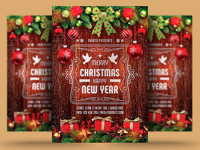 Merry Christmas & Happy New Year Flyer bash celebration christmas christmas flyer christmas party club elegant event flyer gold holiday invitation merry christmas new year new years eve nightclub nye party party flyer poster