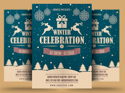 Winter Celebration Flyer christmas christmas flyer event flyer holiday holiday flyer new year poster print psd snow template winter winter festival winter flyer winter holiday winter holiday flyer winter party winter party flyer