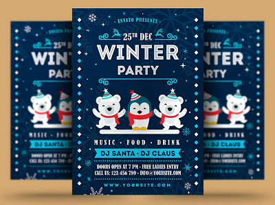 Winter Flyer christmas christmas flyer event flyer holiday holiday flyer new year poster print psd snow template trips winter winter festival winter flyer winter holiday winter holiday flyer winter party winter party flyer