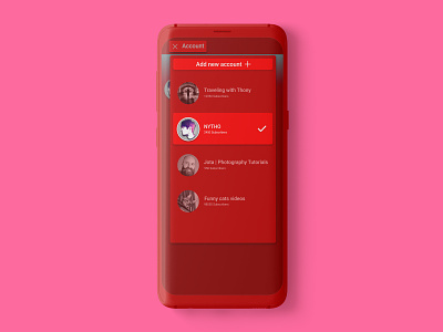 Youtube Red Theme Concept account android android app concept app profile red select user type theme youtube youtube channel