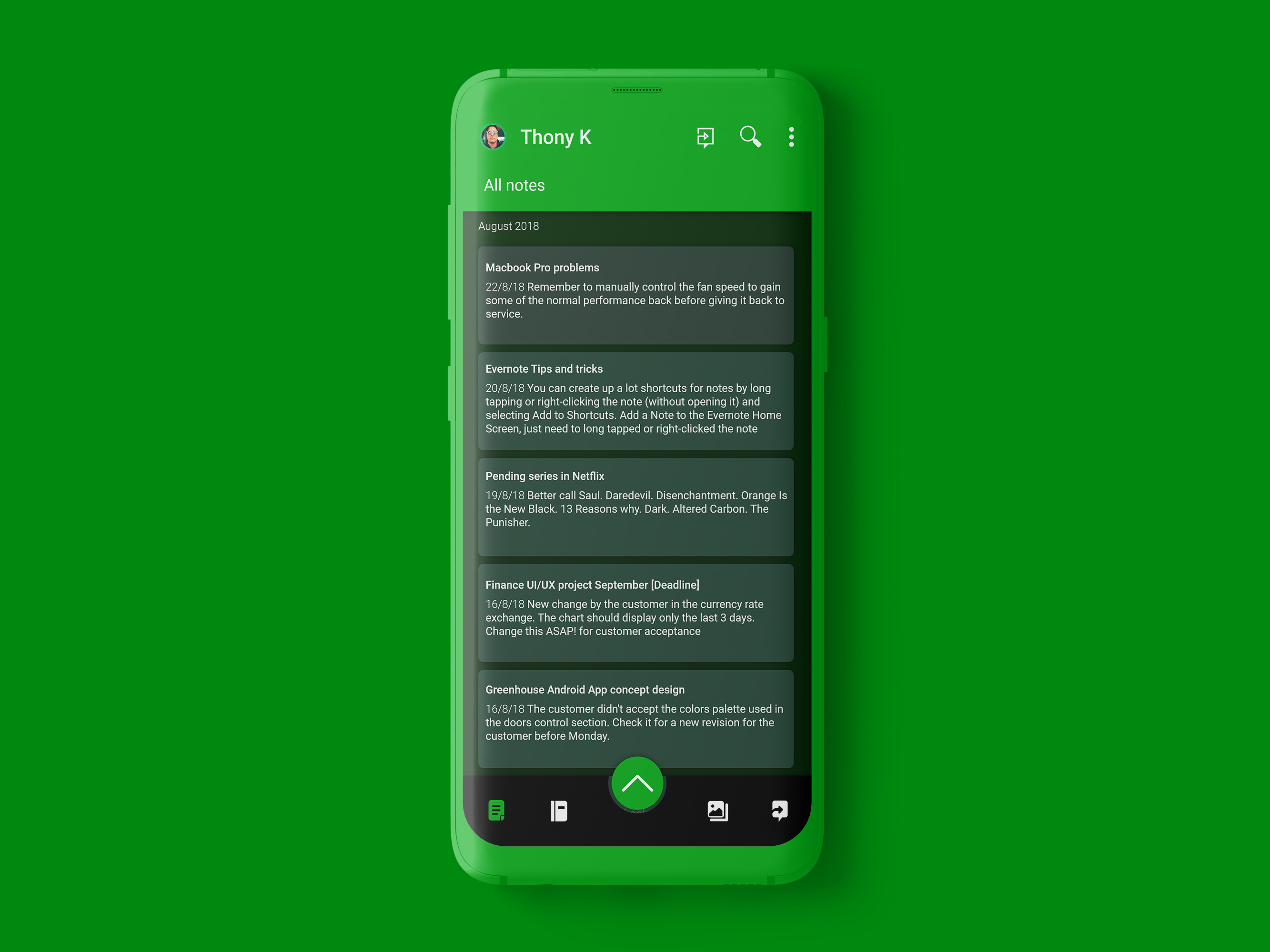 his dark theme available for evernote android