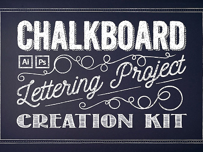 Chalkboard Lettering Project Creation Kit Header blackboard chalk chalkboard dividers floral flourishes illustrator kit lettering painted vector