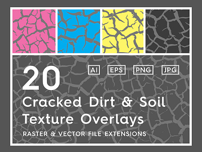 20 Cracked Dirt & Soil Texture Overlays