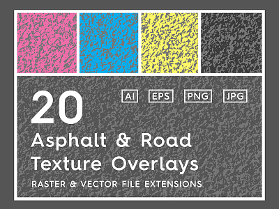 20 Asphalt & Road Texture Overlays asphalt backdrop background bitumen overlay raster road street texture urban vector