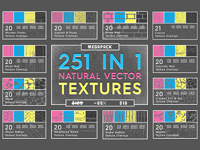 251 Natural Vector Textures Megapack backdrop background natural nature overlay pattern raster shape surface texture transparent vector
