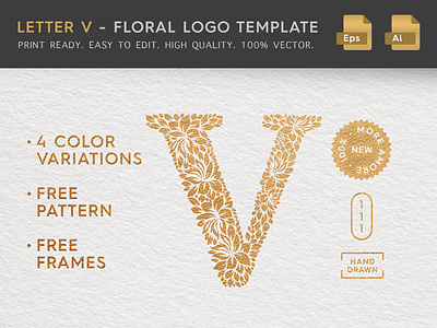 Floral Letter V Logo
