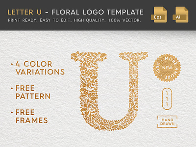 Floral Letter U Logo