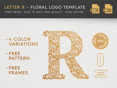 Floral Letter R Logo