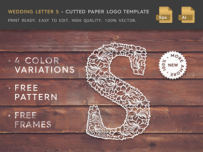 Wedding Letter S Cutter Paper Logo Template