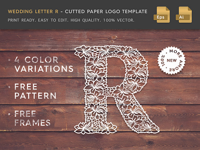 Wedding Letter R Cutter Paper Logo