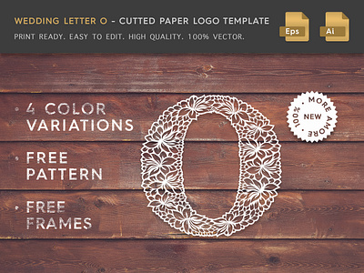 Wedding Letter O Cutter Paper Logo Template