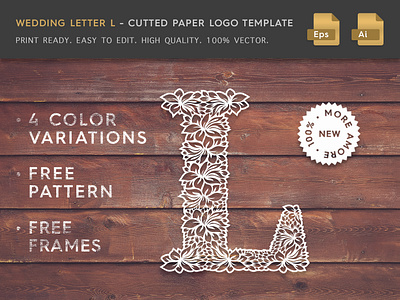 Wedding Letter L Cutter Paper Logo Template