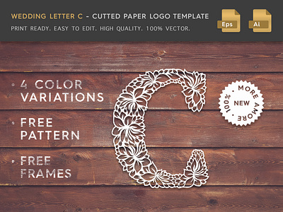 Wedding Letter C Cutter Paper Logo Template