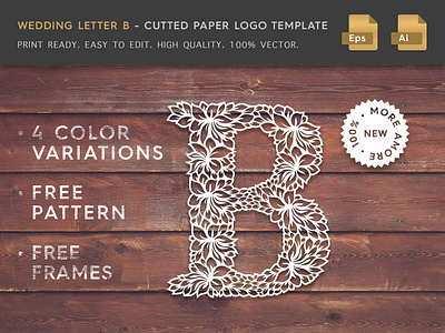 Wedding Letter B Cutter Paper Logo Template