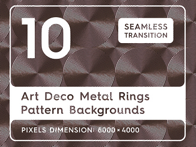 10 Art Deco Metal Rings Pattern Backgrounds