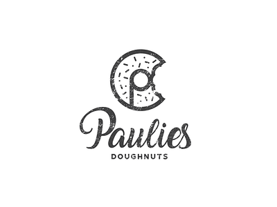 Paulies Doughnuts Logo grunge handwritten logo logodesign retro type