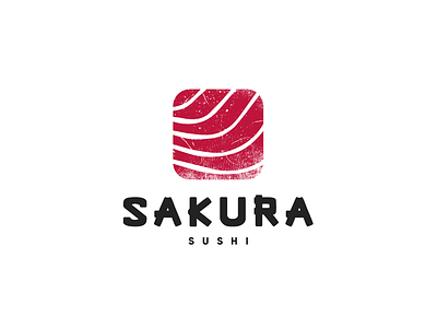 Sakura Sushi Logo clean icon logo logodesign minimal typography