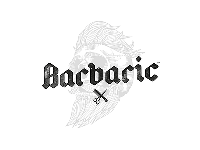 Barbaric Logo barber blackletter grunge illustration logo logodesign skull type