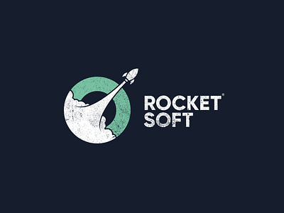 Rocket Soft Logo grunge logo logodesign minimal rocket typography