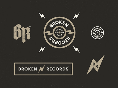 Broken Records label identity broken disc icon logo record vinyl