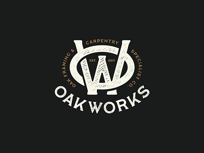 Oakworks Logo branding carpenter distressed logo oak specialist woodwork