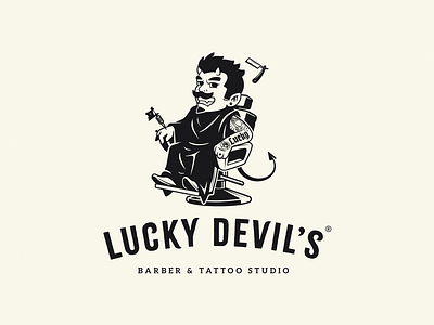Lucky Devils Logo Concept barber illustration logo tattoo artist