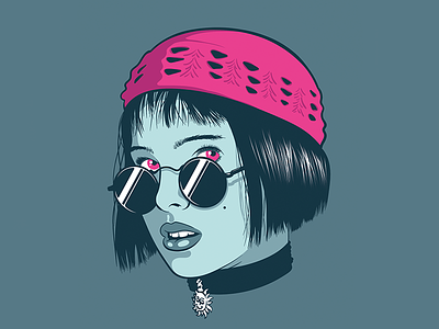 Mathilda Illustration Leon The Professional assassin classic film handdrawn illustration leon luc besson mathilda movie