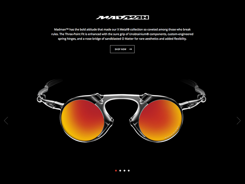 The X Metal Collection carousel craft craftcms eyewear glasses single page ui