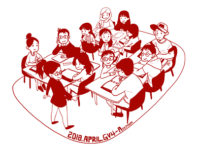 My class, GV4 caricature cartoon character class design drawing friends illustration illustrator painting student teacher vector