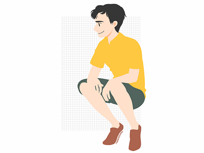 Yellow shirt cartoon character design drawing illustration illustrator man painting vector