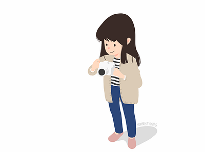 Always with my camera camera caricature cartoon character design drawing girl illustration illustrator myself painting vector