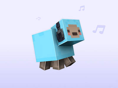 Erisium - Music Sheep illustration 3d communication design flat illustration minecraft render sheep