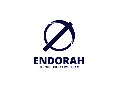 Endorah branding communication design endorah flat logo logotype minecraft pickaxe vecteur vector