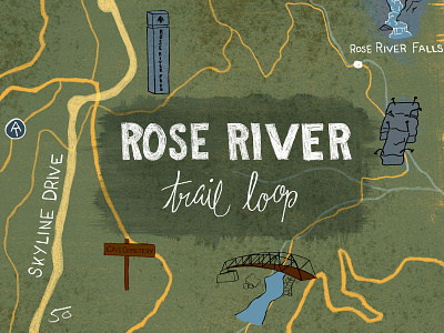 Rose River Loop Hiking Map design digital digital illustration drawing hand drawn illustration maps photoshop typogaphy typography