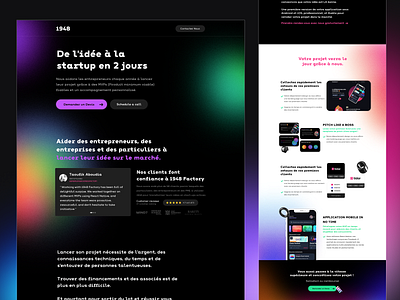 Landing page for a Design & Development Agency based in France dark ui design design agency development agency france gradient landing page startup ui ux