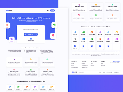 PDF converter landing page agency landing page blur clean converstion corporate design figma fluent design frosted glass glass icons landing page logo sketch software tools ui ux