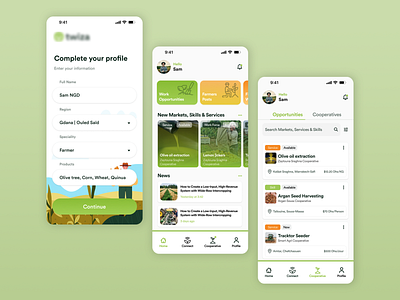 Mobile App iOs Android - Farmer Community application android app eco farming illustration ios landing page mobile app nature software ui ux