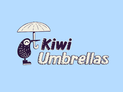 Kiwi Umbrellas Logo branding cute design graphic design hand drawn hand lettering icon illustration lettering logo procreate typography