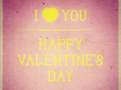 Happy St. Valentine's Day branding ecard heart love naive pink spray valentines wall yellow